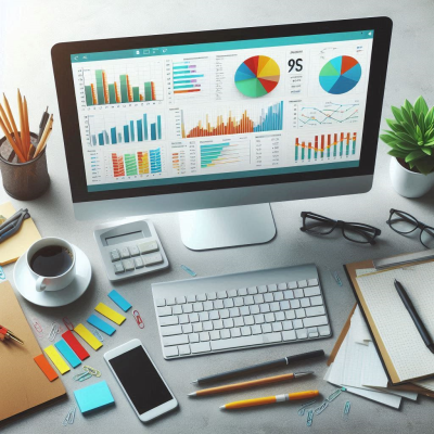 여러 색상의 데이터 차트를 분석하는 사람의 모습.