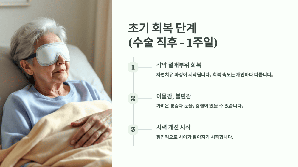 초기 회복 단계 (수술 직후 - 1주일)
