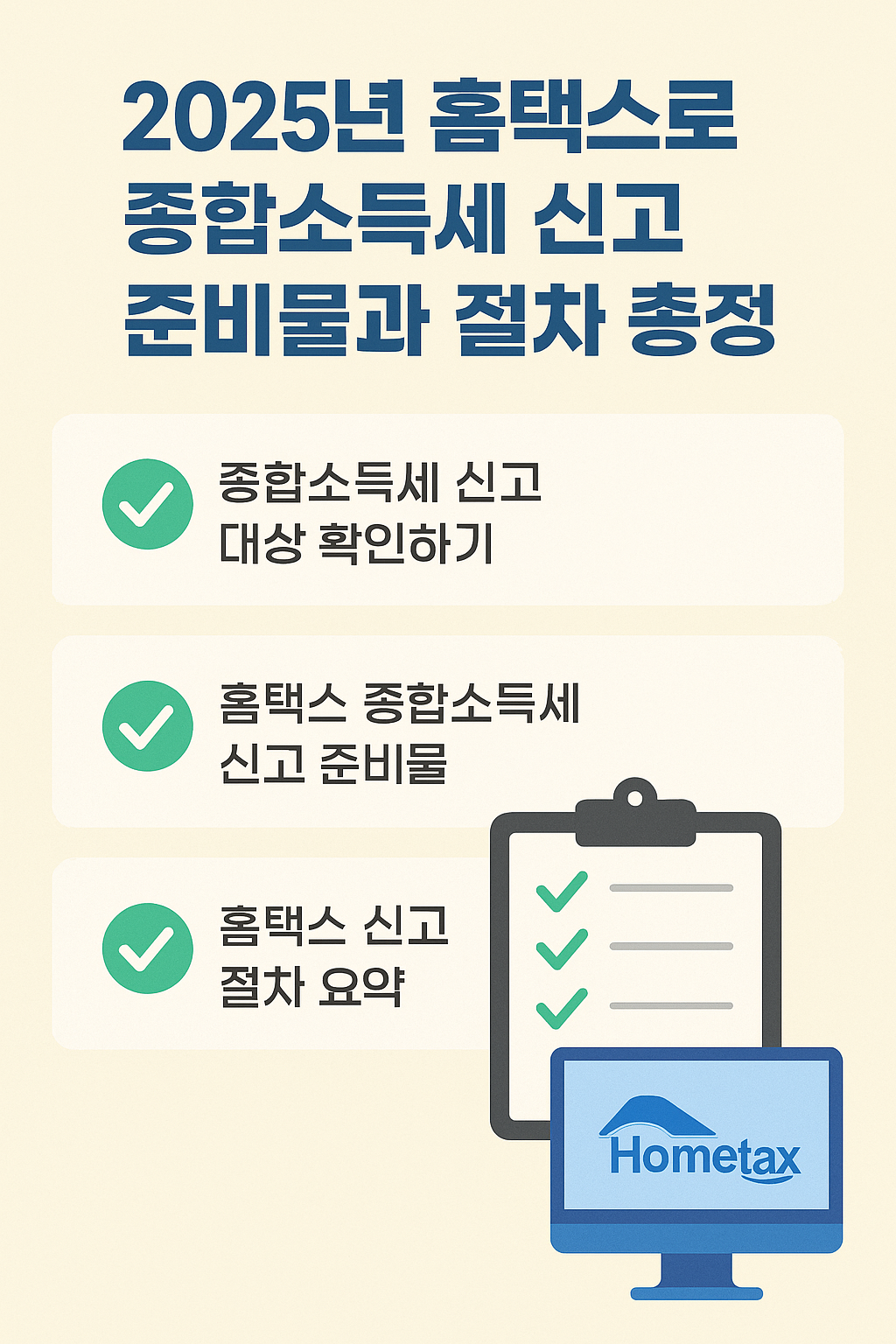 2025년 홈택스로 종합소득세 신고 준비물과 절차 총정리