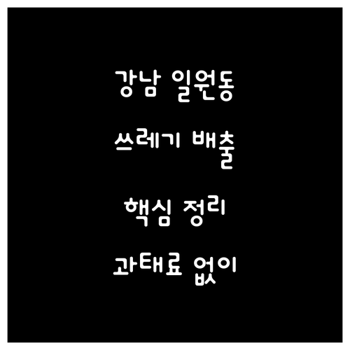 강남 일원동 쓰레기 배출 핵심 정리 ..
