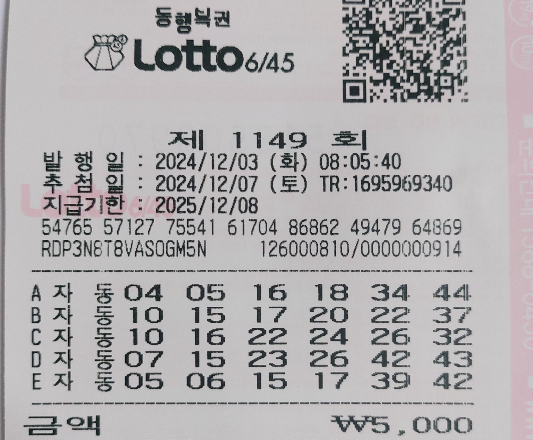 1149회 자동 화요일