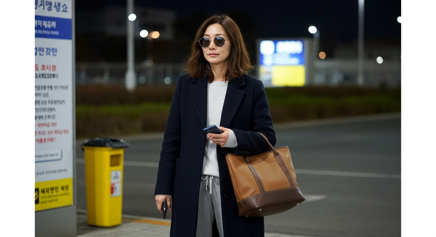 중년 여성 공항패션