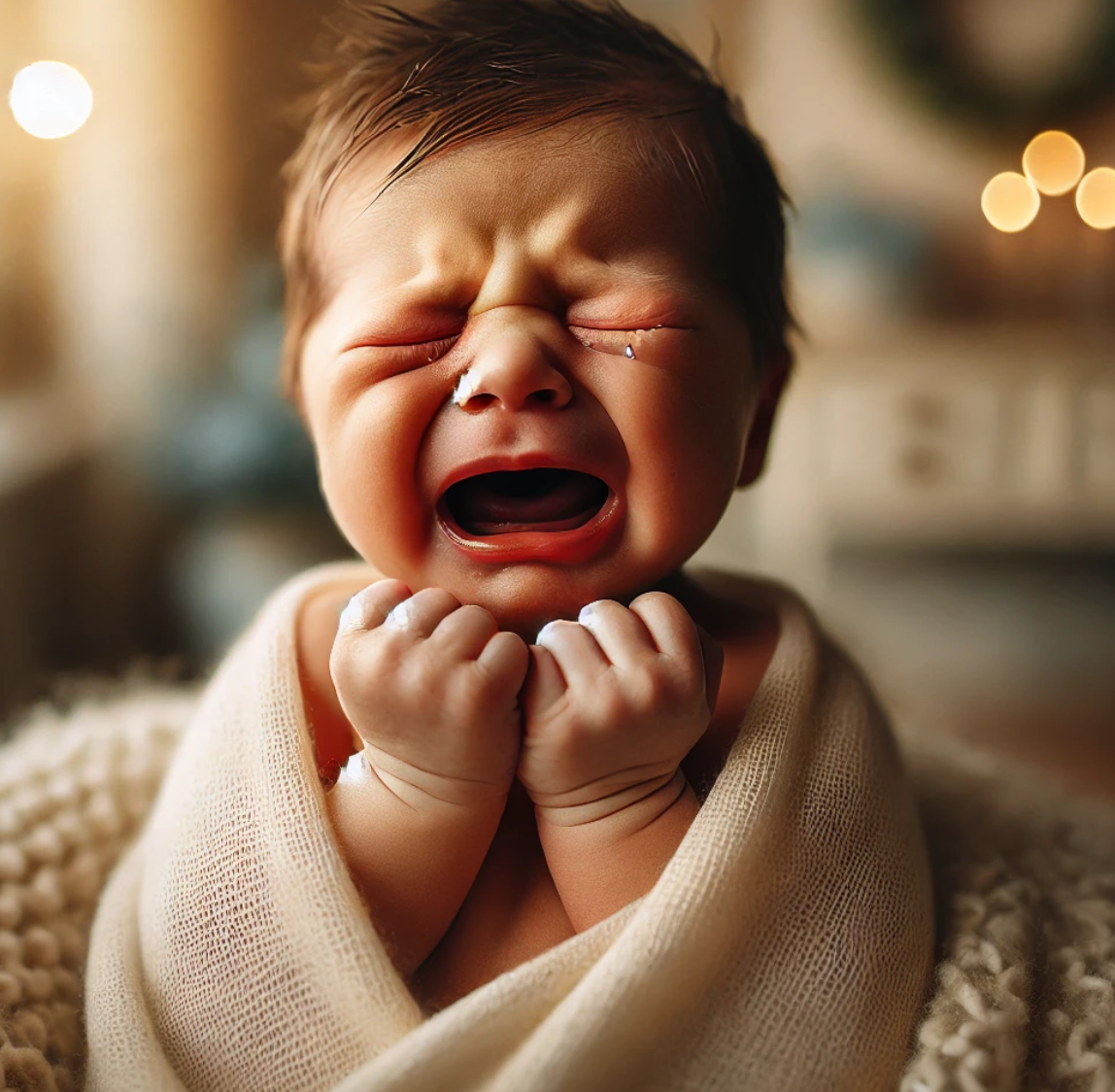 신생아 우는 사진