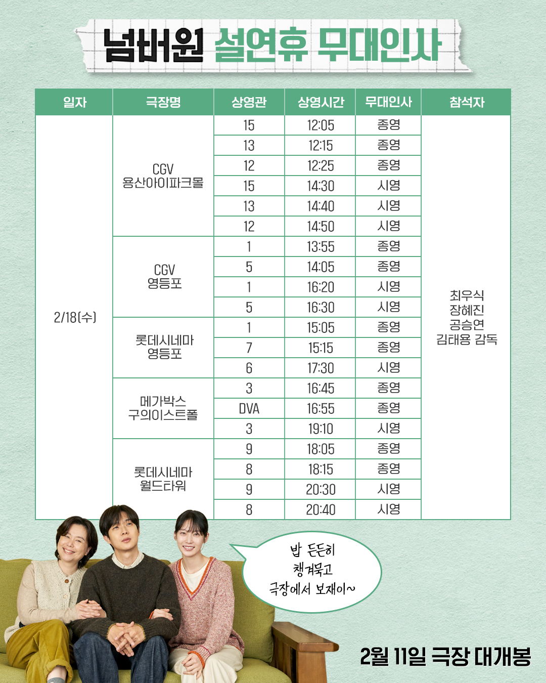 넘버원 설연휴 무대인사 경기(2/21)