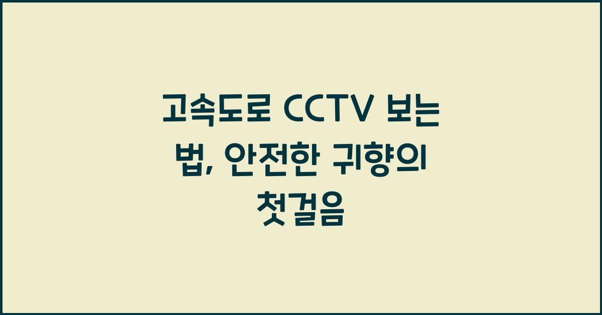 고속도로 cctv 보는 법