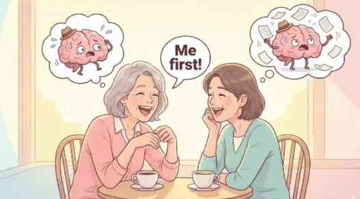 자기 말 먼저 하려는 여자와 허둥지둥 뇌 캐릭터