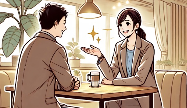 주인공이 따뜻하게 격려하는 모습