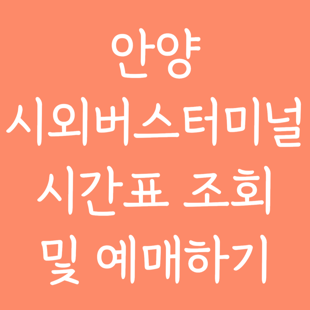 안양 시외버스터미널 시간표조회 및 예매하기