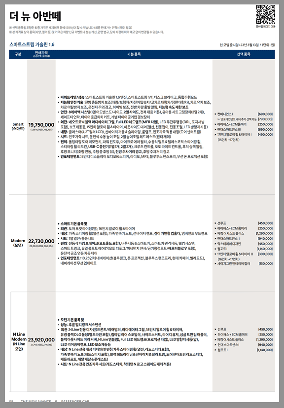 2023 아반떼 모의견적