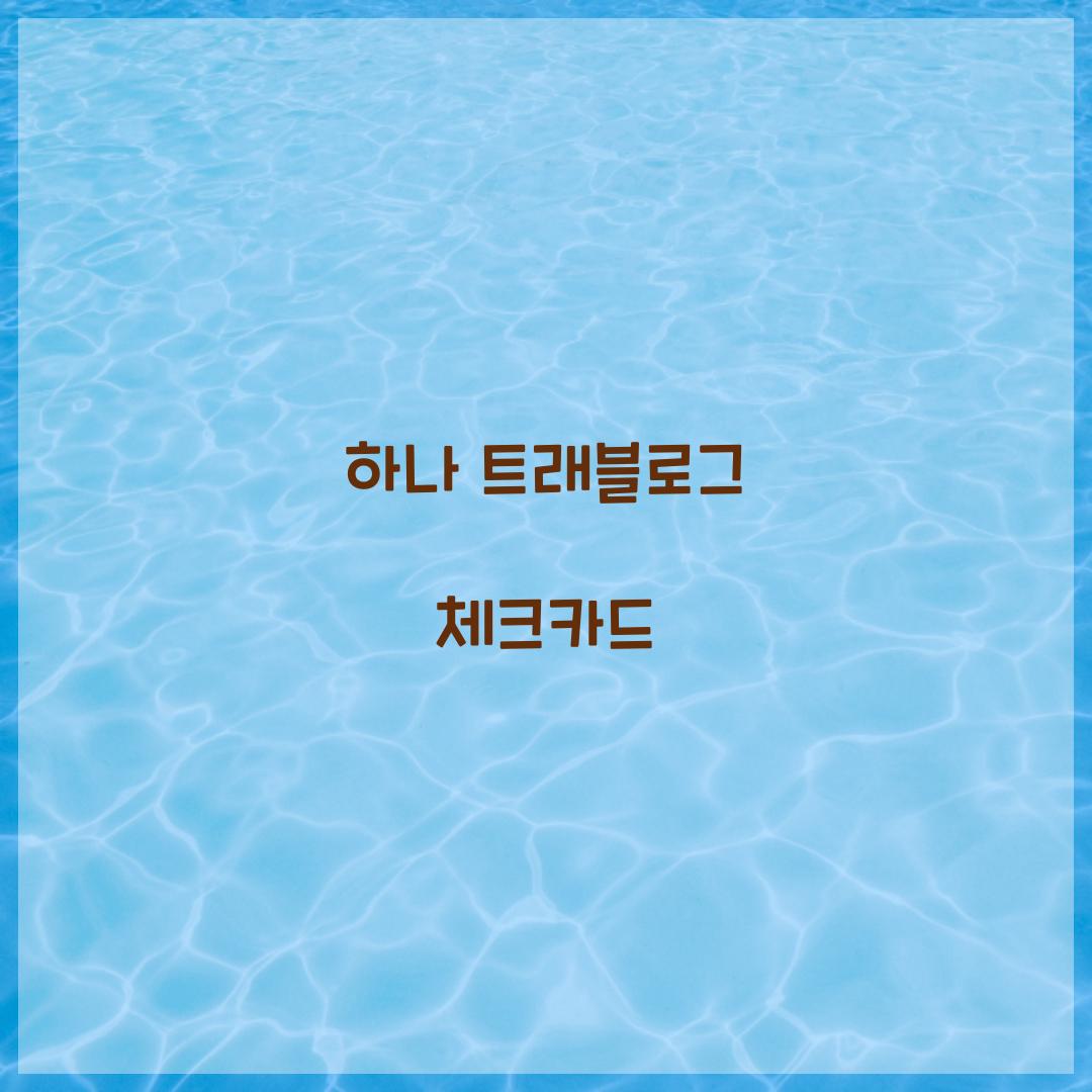 하나 트래블로그 체크카드