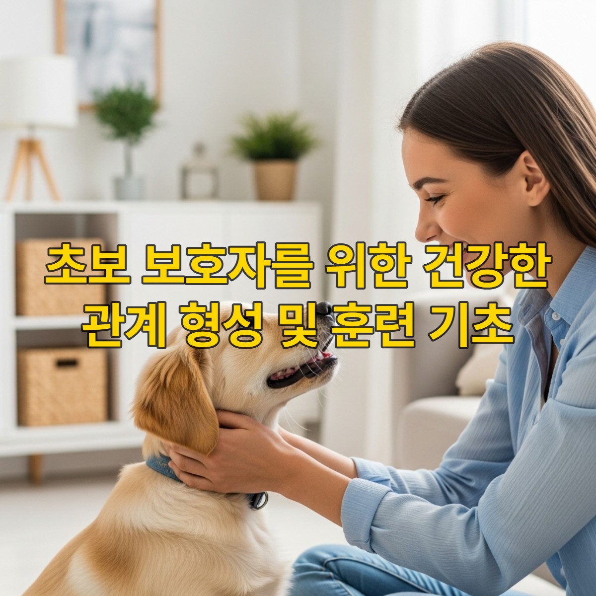 새로운 반려견과 초보 보호자가 행복하게 교감하는 모습