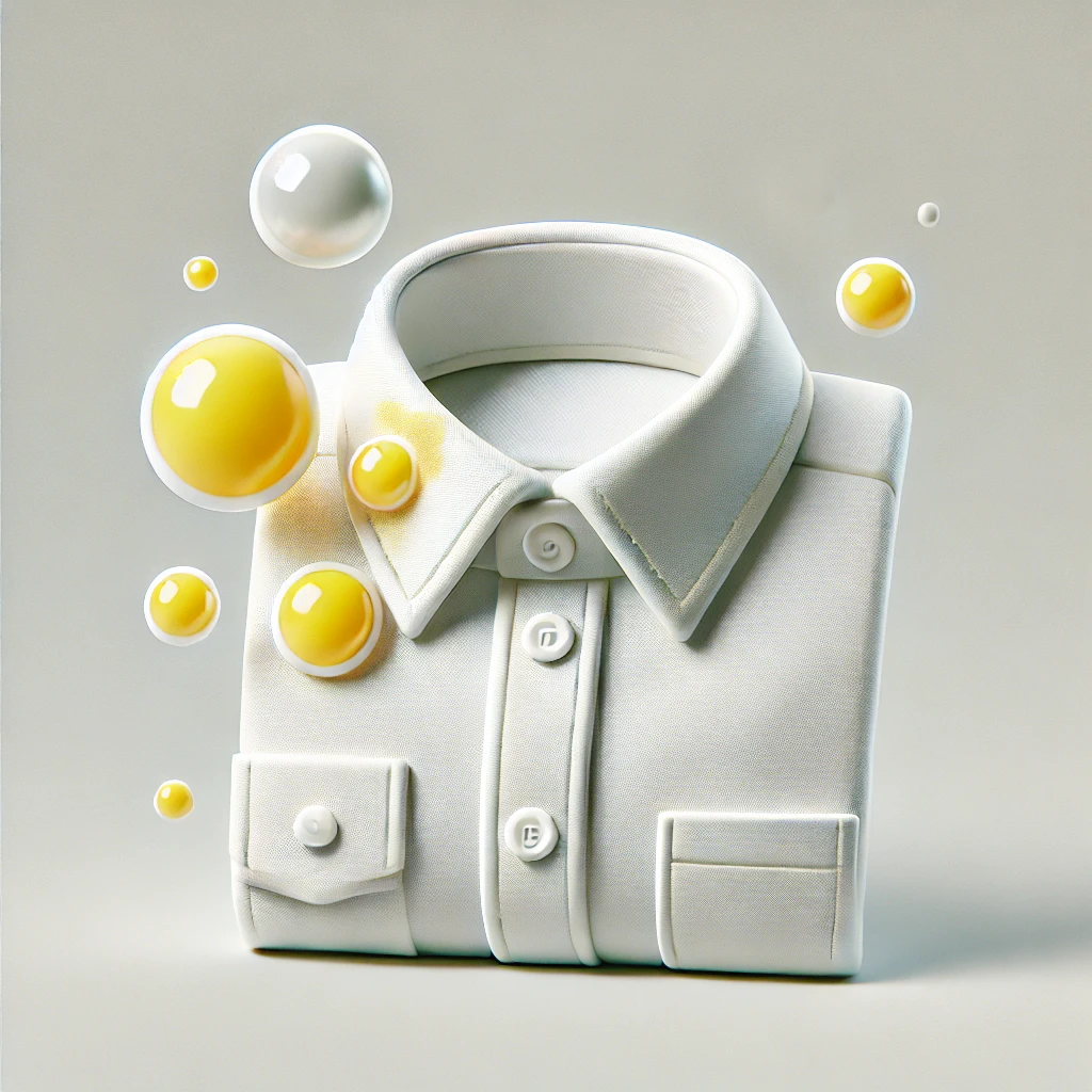 와이셔츠 카라 부분의 목때를 제거하기 위해 거품을 낸 모습