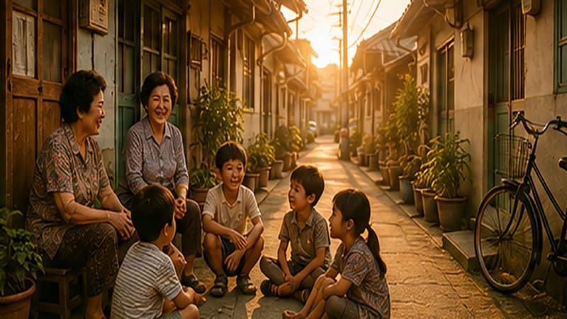<img src=&rdquo;old-neighborhood-memory.jpg&rdquo; alt=&rdquo;어린 시절 골목에서 이웃들과 함께 이야기를 나누던 따뜻한 옛날 풍경&rdquo;>