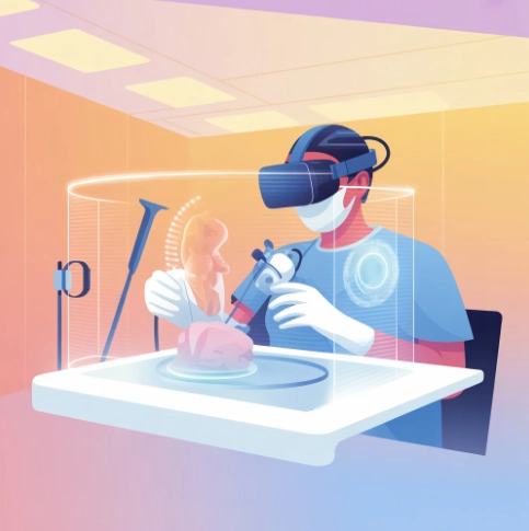 VR의 산업 활용 분야 - 교육 및 훈련 예시 일러스트