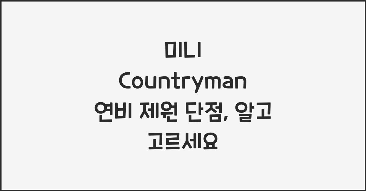 미니 Countryman 연비 제원 단점