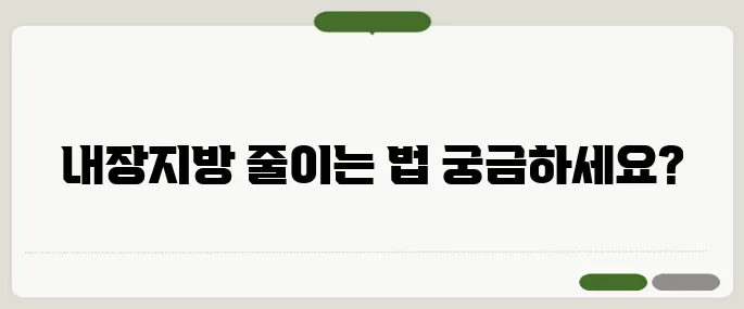 내장지방 빼는법 효과적으로 식단과 운동이 핵심