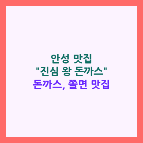 진심 왕 돈까스 안성 맛집