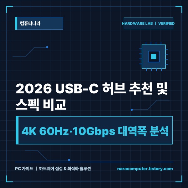 2026 USB-C 허브 추천 및 스펙 비교 가이드: 4K 60Hz&middot;10