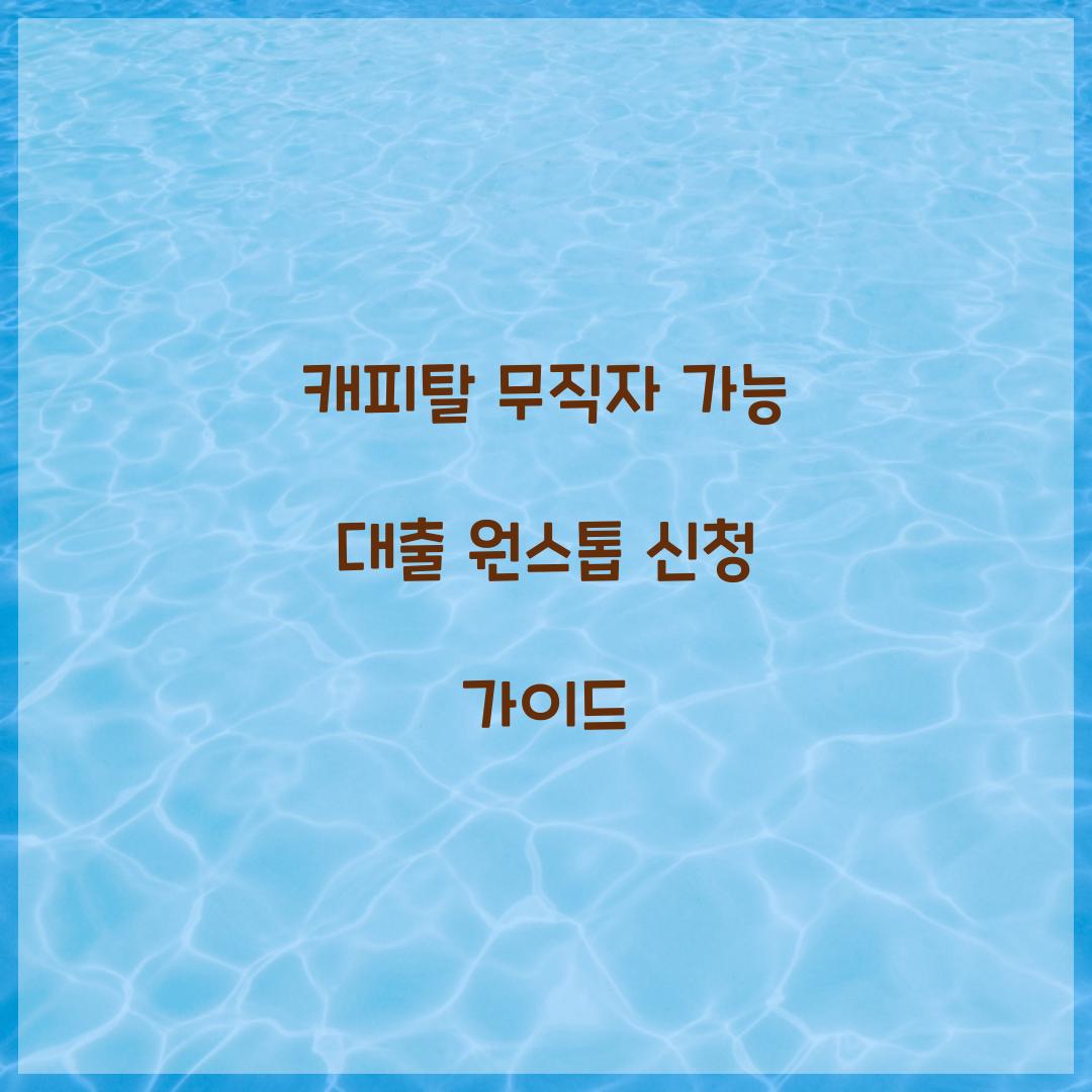 캐피탈 무직자 가능 대출