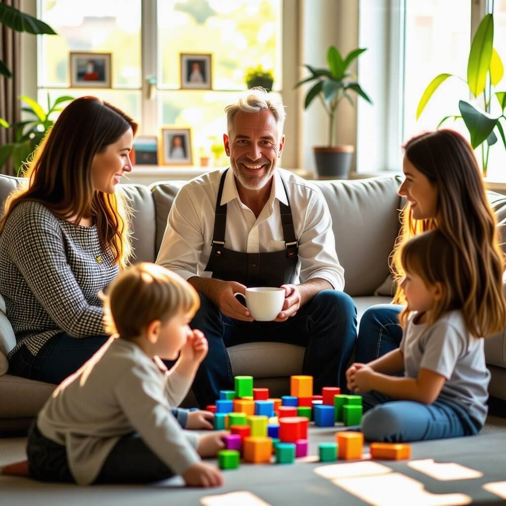 근로자가 가족과 함께 행복한 시간을 보내는 모습