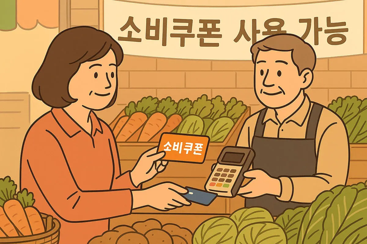 강원도 민생회복 소비쿠폰으로 야채 사는 모습