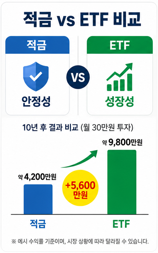 적금보다 ETF가 유리한 이유 비교 인포그래픽