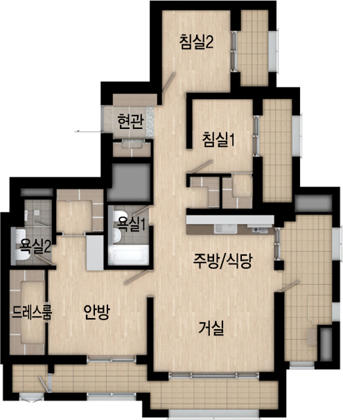더샾송도 마리나베이 - 84D 평면도