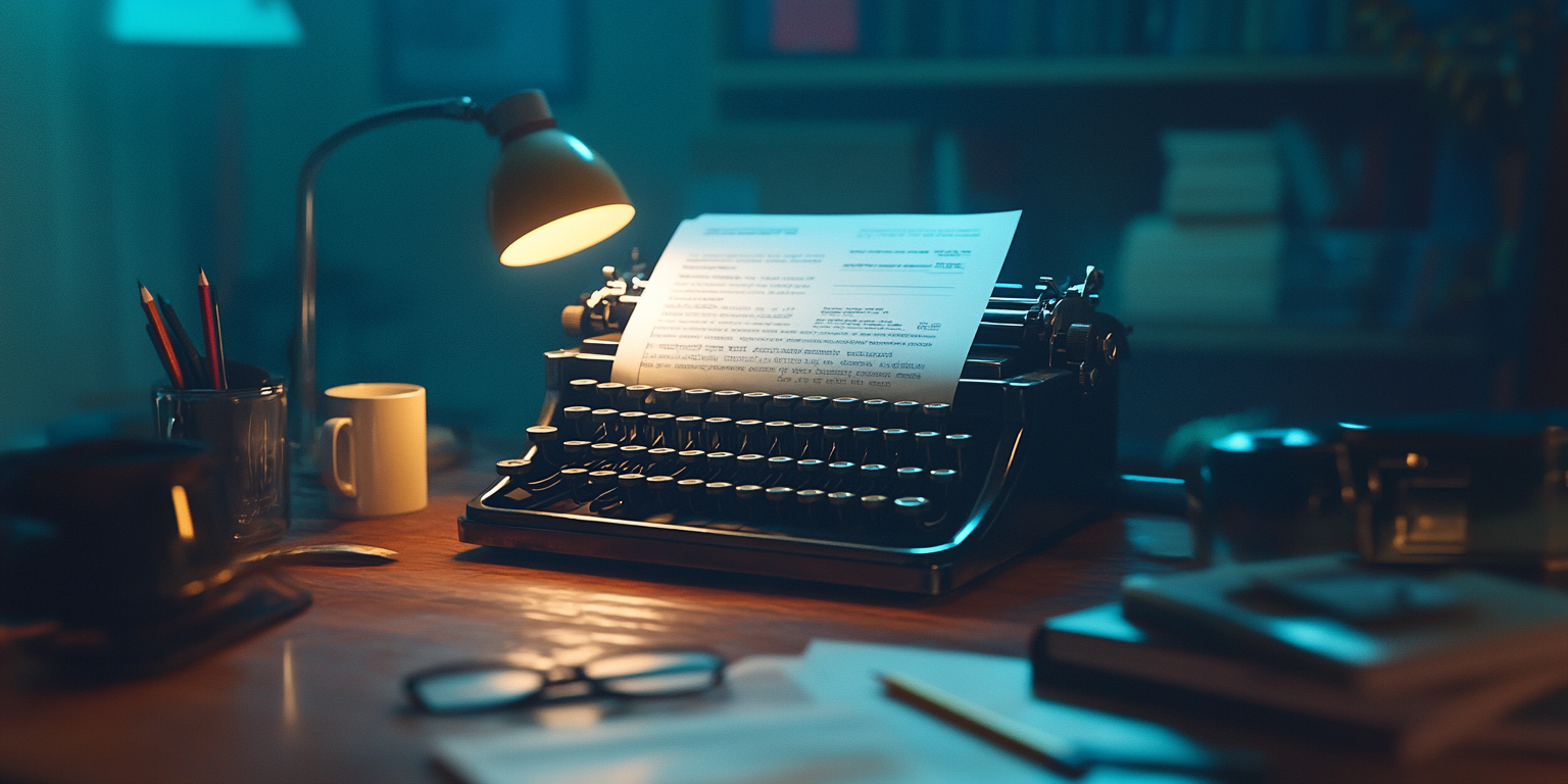 타자기 위에 놓인 시나리오 대본