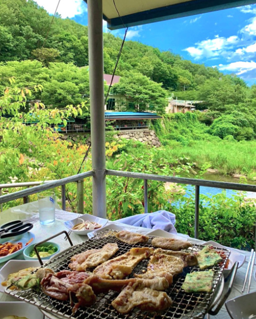 광양계곡 식당 산장 추천 닭구이 바비큐 사진 여행