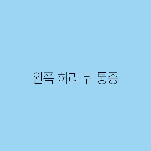 왼쪽 허리 뒤 통증, 원인과 완화하는 방법