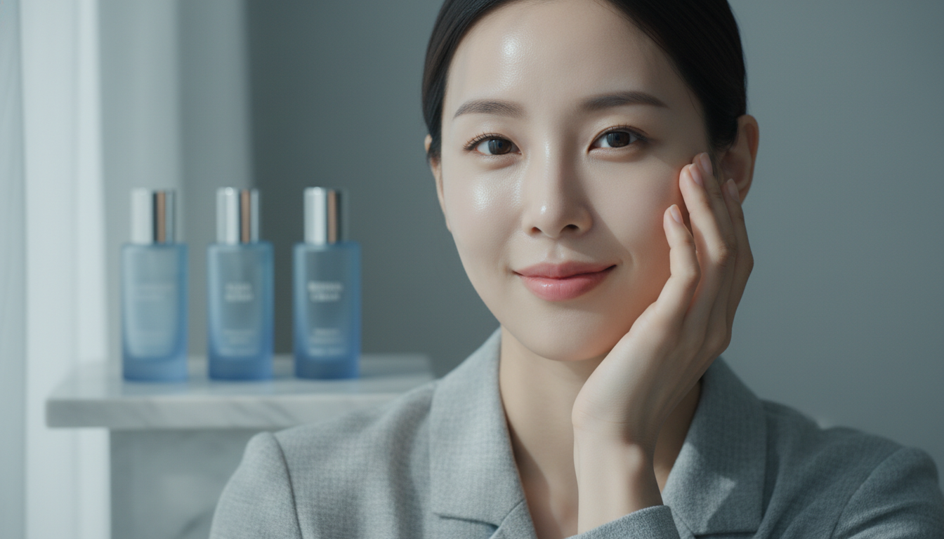 깐달걀 피부를 자랑하는 여성과 환절기 홈케어 스킨케어 루틴 메인 이미지