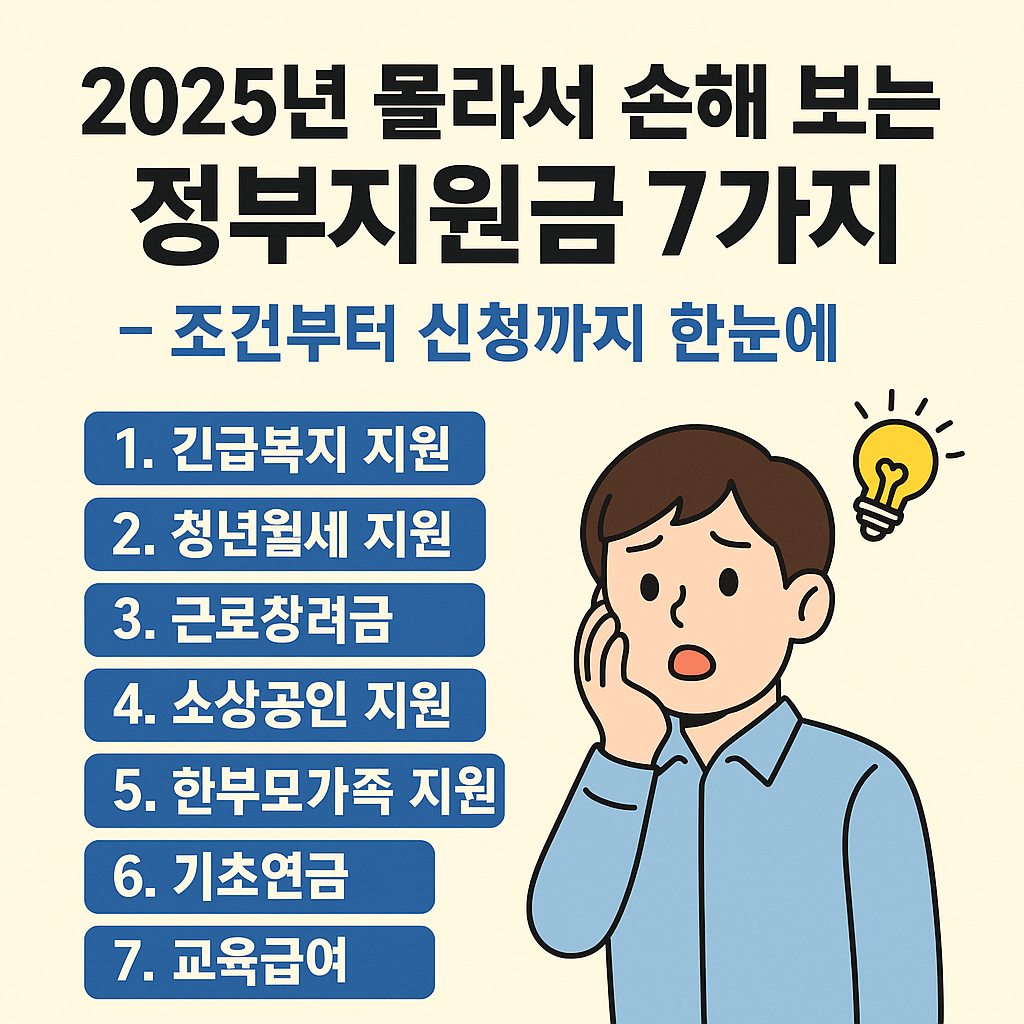 2025년 정부지원금 7가지 요약