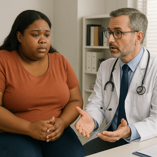 비만 치료를 위해 전문의와 상담하는 모습