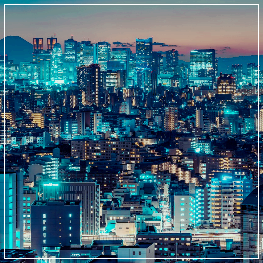 푸른 빛이 가득한 도쿄의 야경