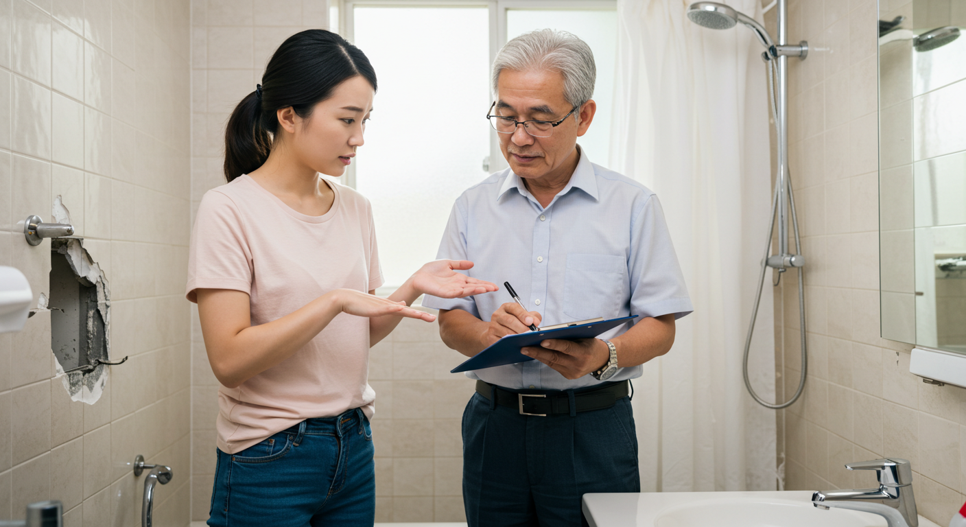 집주인과 얘기중인 여성