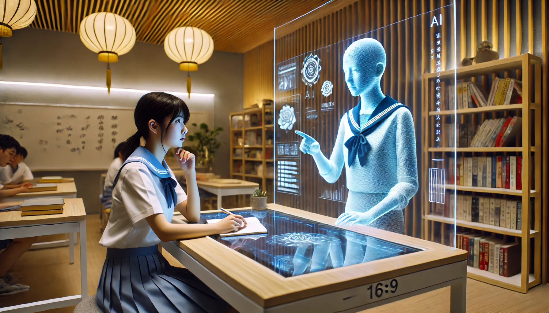 AI 튜터와 학습하는 고등학생의 모습