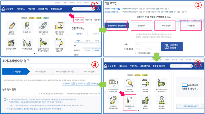 고용보험-홈페이지-재취업수당-청구-방법