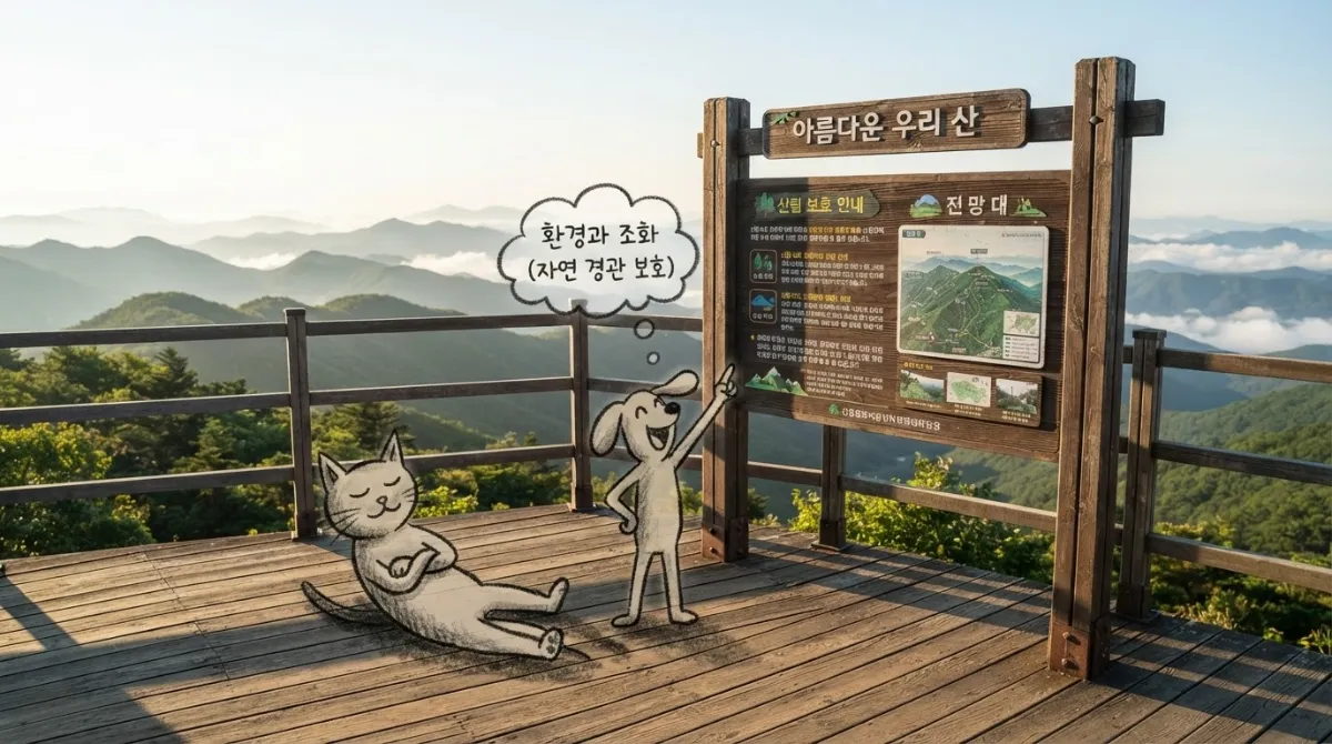 자연 경관 훼손 방지와 숲길 조화를 고려한 산악 보행 정경