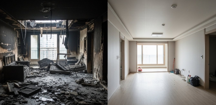 화재 청소 후 복구 인테리어중