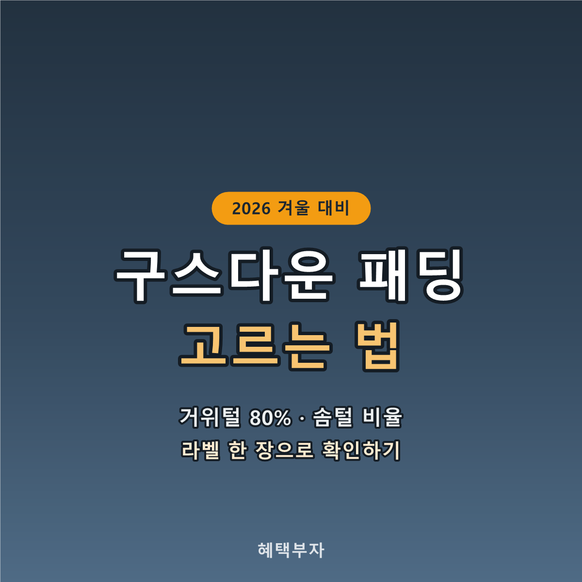 구스다운 패딩 고르는 법