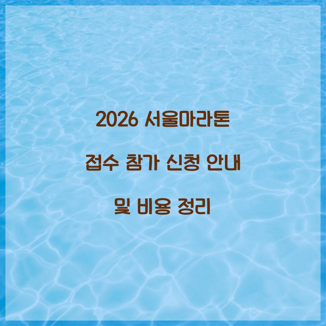 2026 서울마라톤 접수 참가 신청