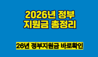 2026년 정부 지원금 총정리