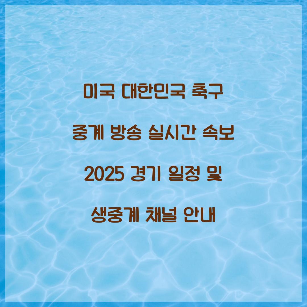 미국 대한민국 축구 중계 방송