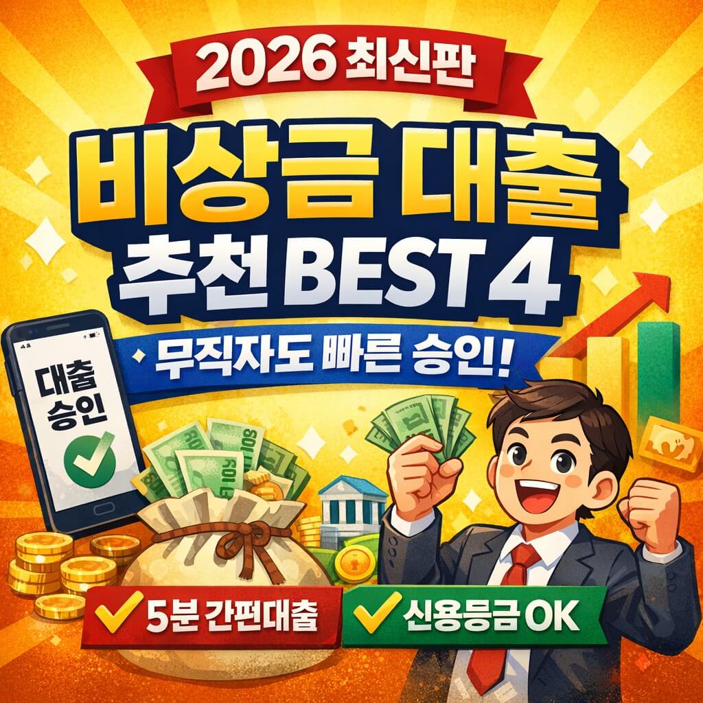 2026 비상금 대출 추천 BEST 4