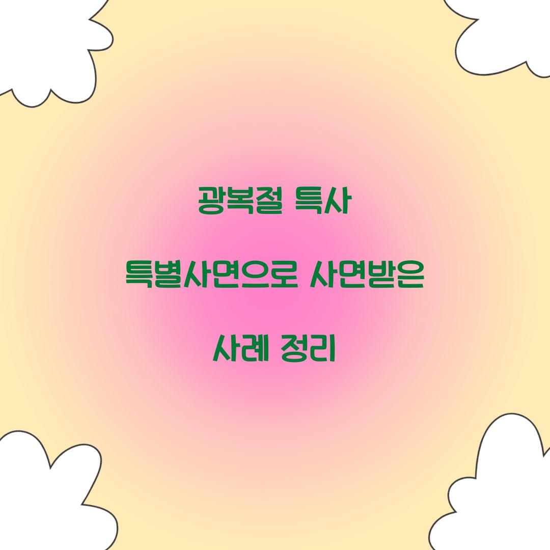 광복절 특사 특별사면으로 사면받은 사례 정리