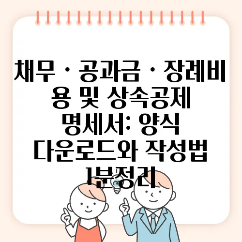 채무ㆍ공과금ㆍ장례비용 및 상속공제 명세서: 양식 다운로드와 작성법 1분정리