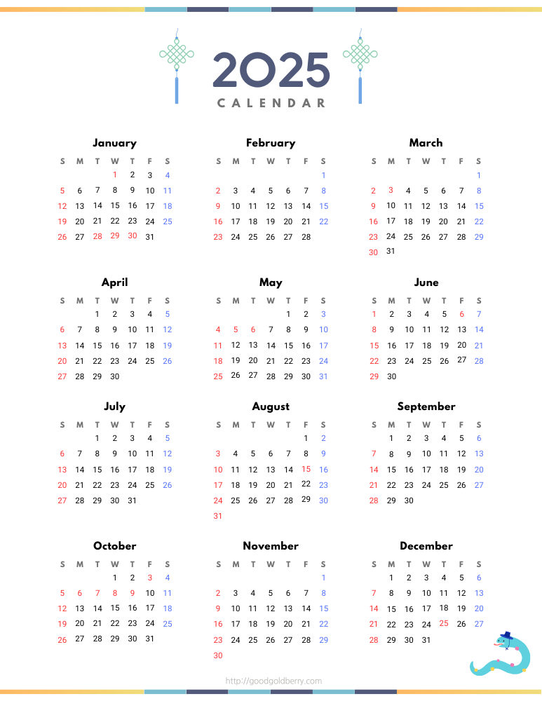 2025년 달력 캘린더 한 눈에 보기