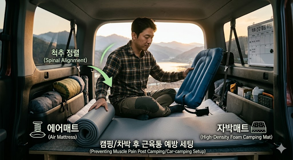캠핑과 차박의 즐거움을 더해주는 척추 건강 중심의 매트리스 선택 기준과 올바른 수면 세팅 가이드