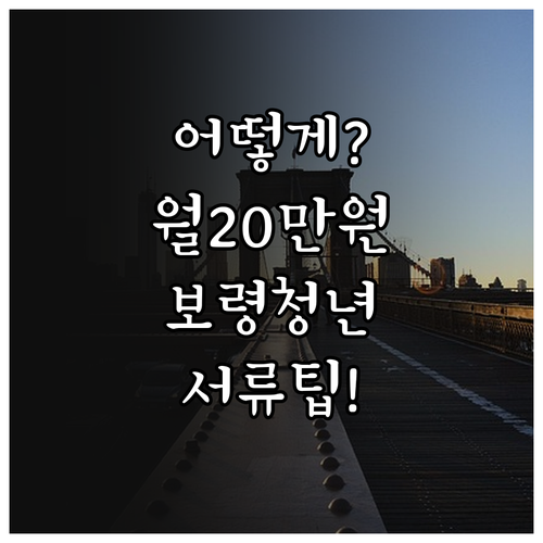 보령시 청년월세 월 20만원 받는 서..