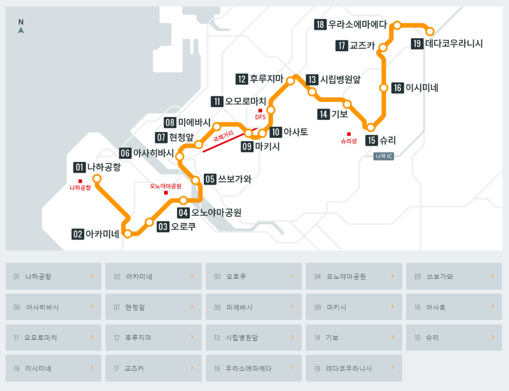 오키나와 유이레일 노선도